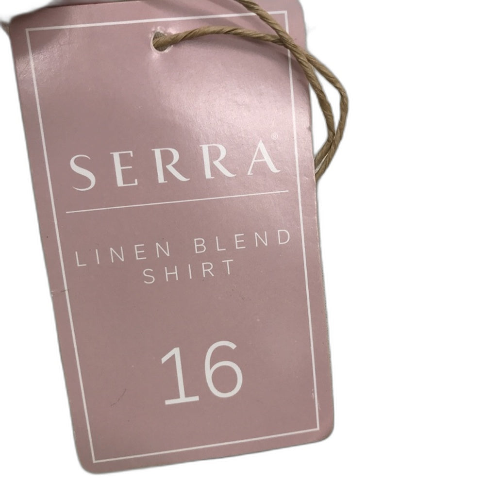 Serra Light And Cool Linen Blend Cream Cuff Sleeve Shirt Ladies NEW