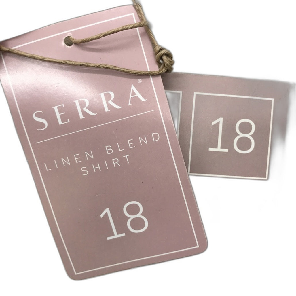 Serra Light And Cool Linen Blend Cream Cuff Sleeve Shirt Ladies NEW