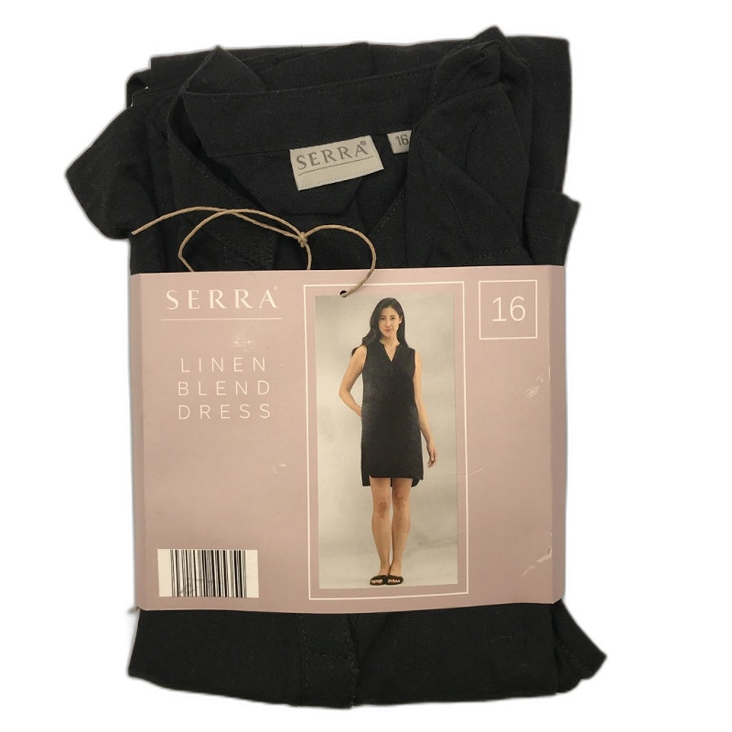 Serra Linen Blend Black Sleeveless V Neck Mid Thigh Dress Ladies NEW–  Vinnies Online