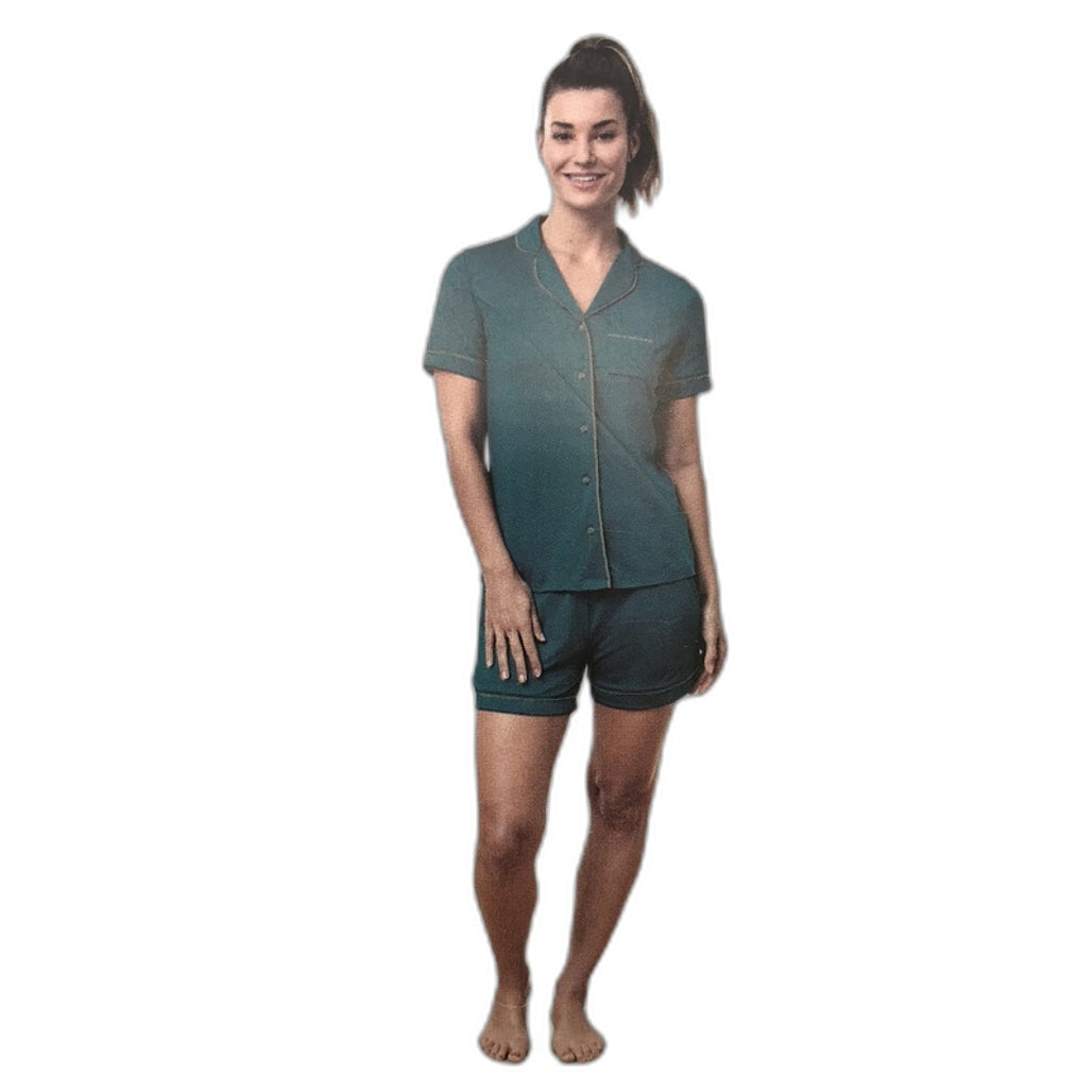 Serra Teal Luxe Pyjama Top & Shorts Set Soft Front Pouch Ladies Size 12 NEW