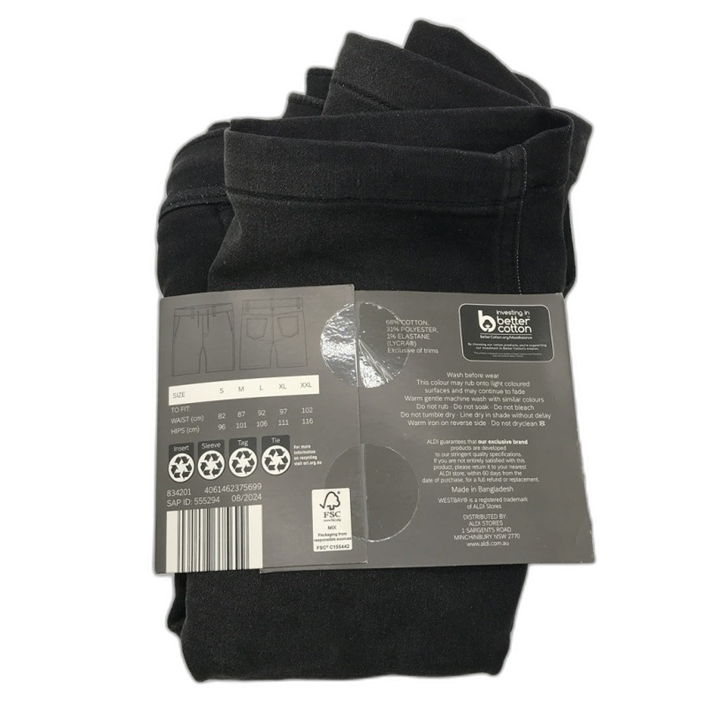 Westbay Black Denim Sweat Shorts Drawstring Mens Size Medium NEW