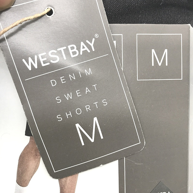 Westbay Black Denim Sweat Shorts Drawstring Mens Size Medium NEW