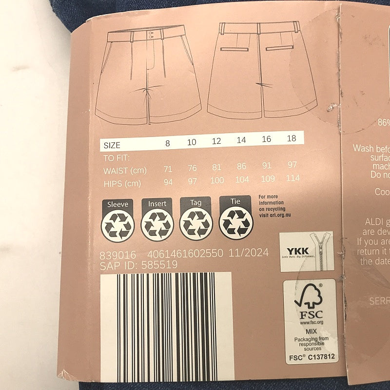 Serra Dark Blue Denim Shorts Double Button Zip-Up Closure Ladies  NEW