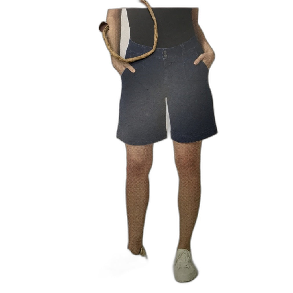 Serra Dark Blue Denim Shorts Double Button Zip-Up Closure Ladies  NEW