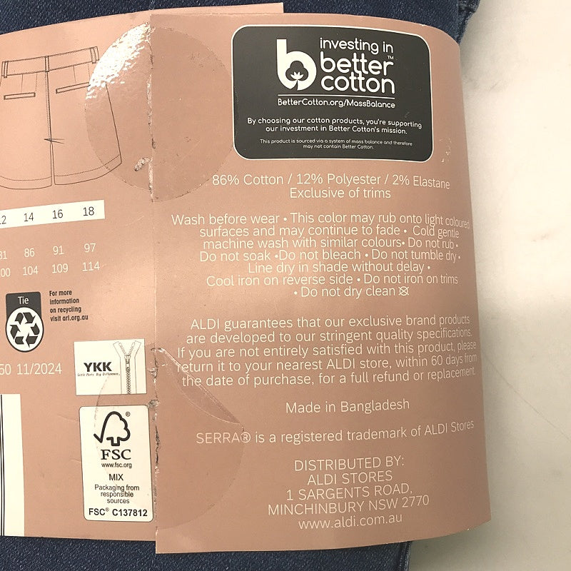 Serra Dark Blue Denim Shorts Double Button Zip-Up Closure Ladies  NEW