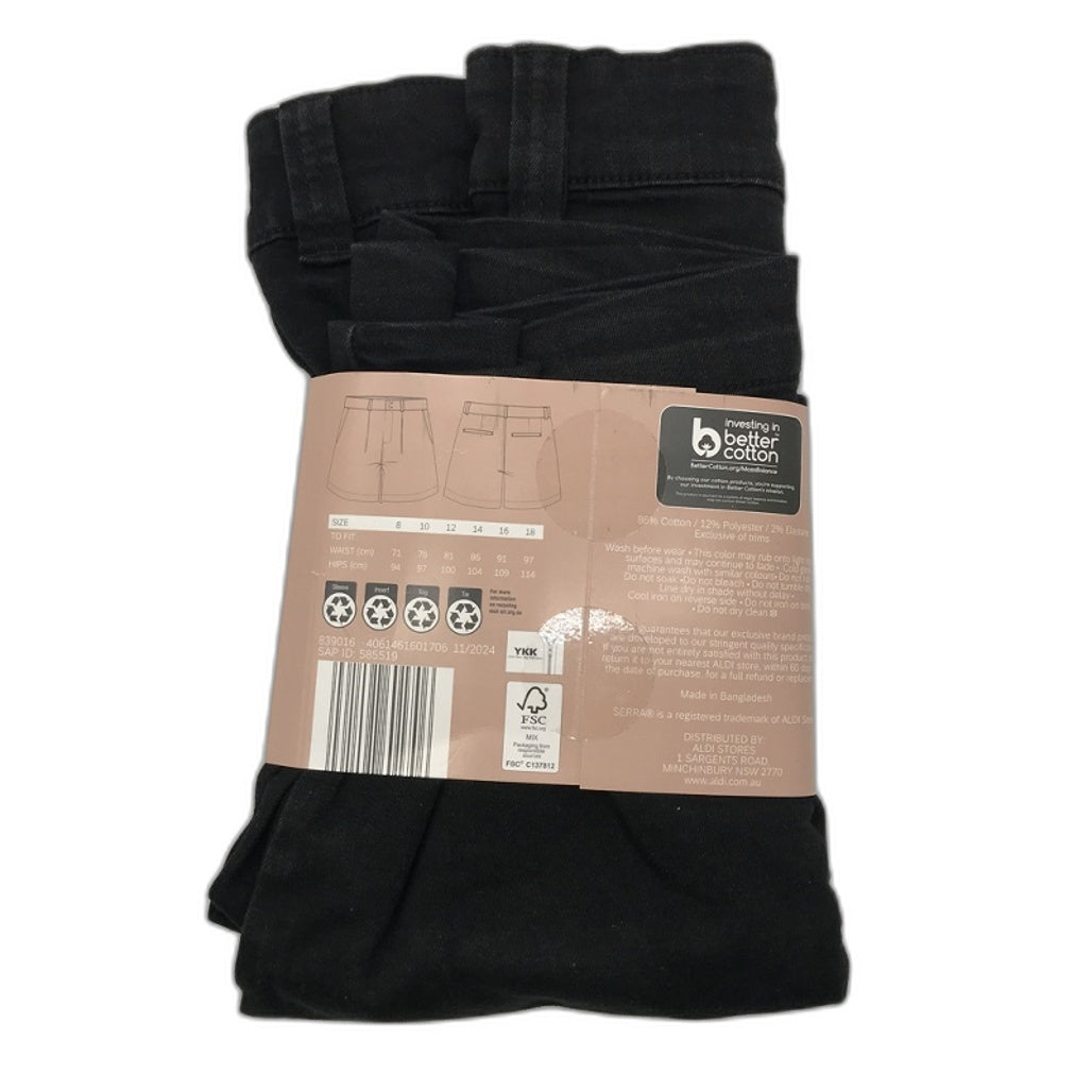 Serra Black Denim Shorts Double Button Zip-Up Closure Ladies Size 18 NEW
