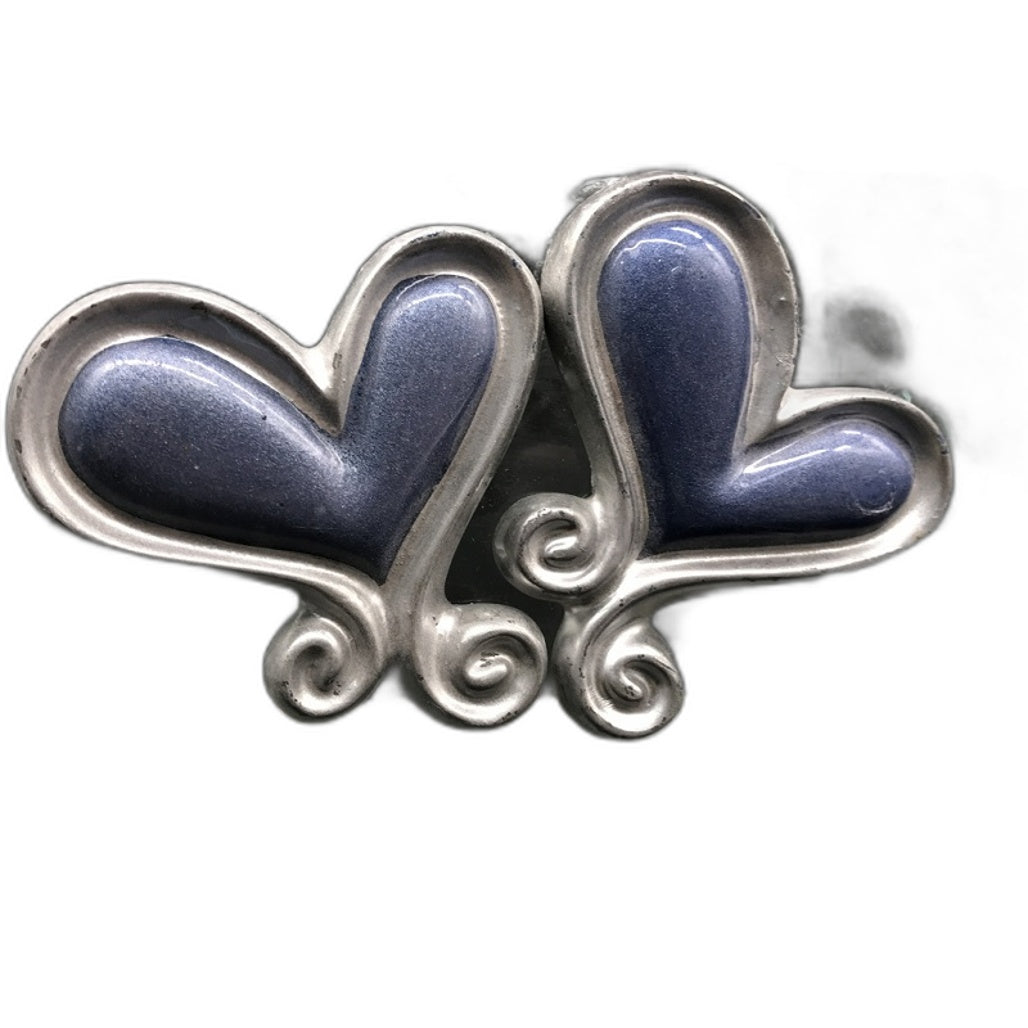 Classique Design Horizontal Glass Photo Frame Blue & Silver Heart Themed NEW