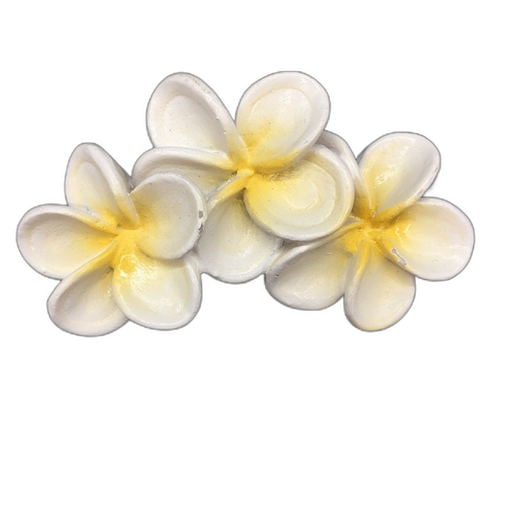 Classique Design 3 Pce Glassware Home Decor Plate Set White Hibiscus Floral NEW