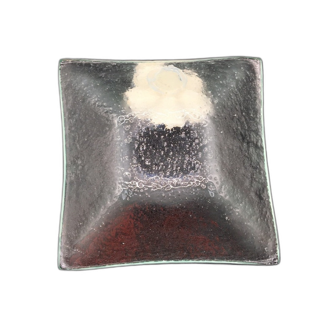 Classique Design 3 Piece Glass Square Plates Floral Theme Home Decor NEW