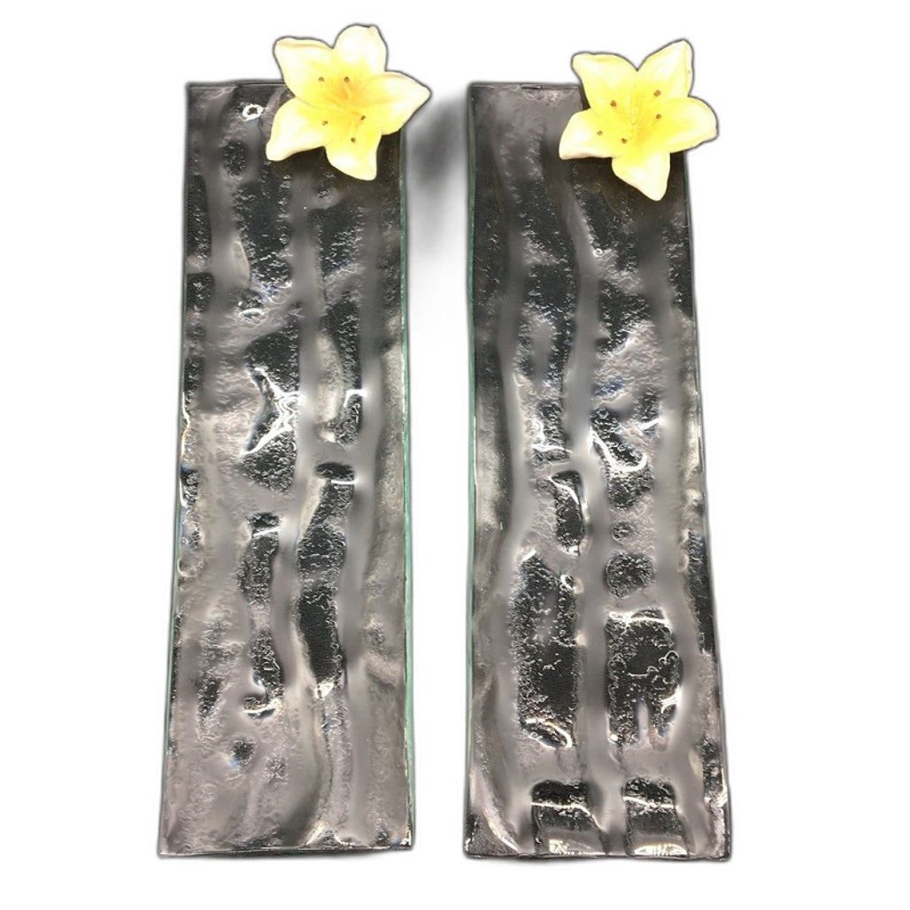 Classique Designs 3 Piece Glass Rectangle Plates Floral Theme Home Decor NEW