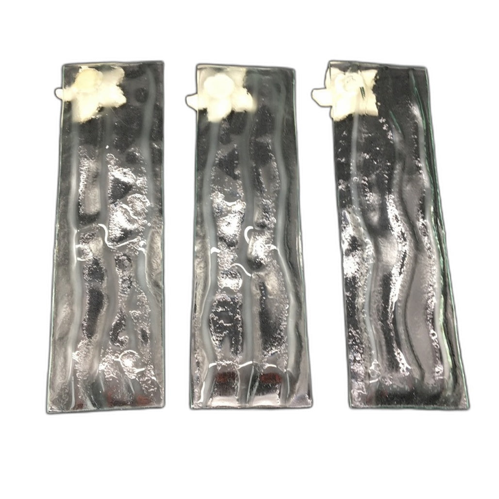 Classique Designs 3 Piece Glass Rectangle Plates Floral Theme Home Decor NEW