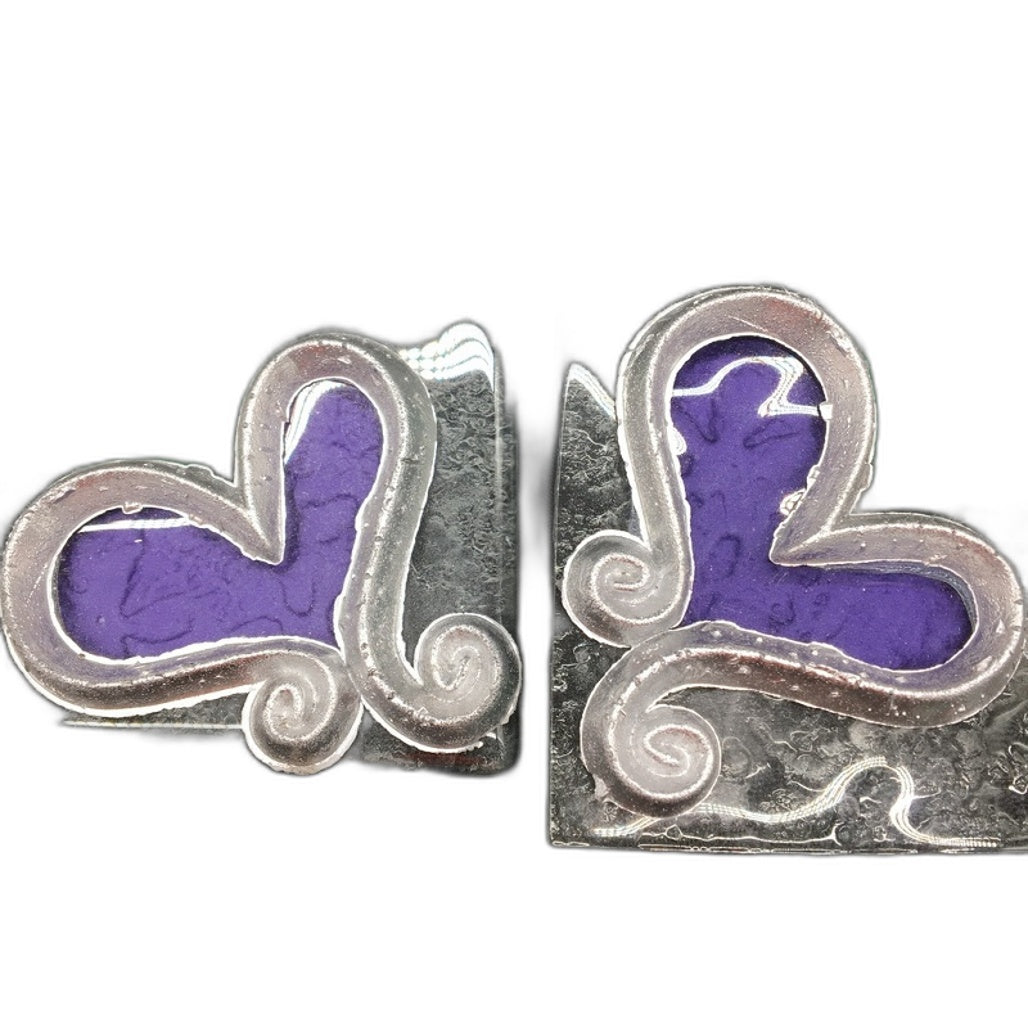 Classique Design 3 Piece Plate Set Silver & Purple Hearts Theme Home Decor NEW