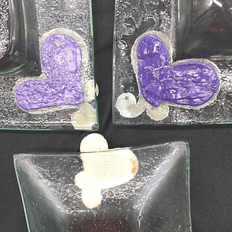 Classique Design 3 Piece Plate Set Silver & Purple Hearts Theme Home Decor NEW