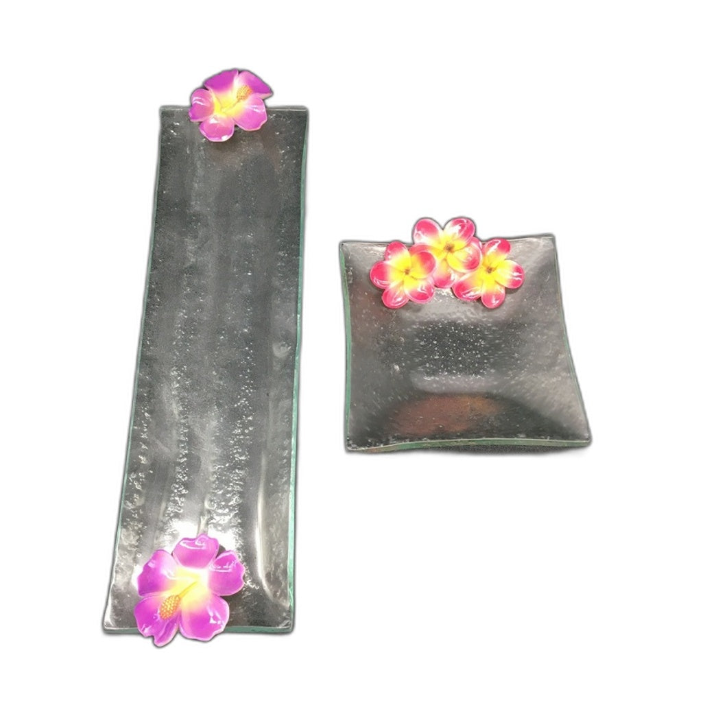 Classique Design 5 Piece Multicoloured Home Decor Glassware Set Floral Theme NEW