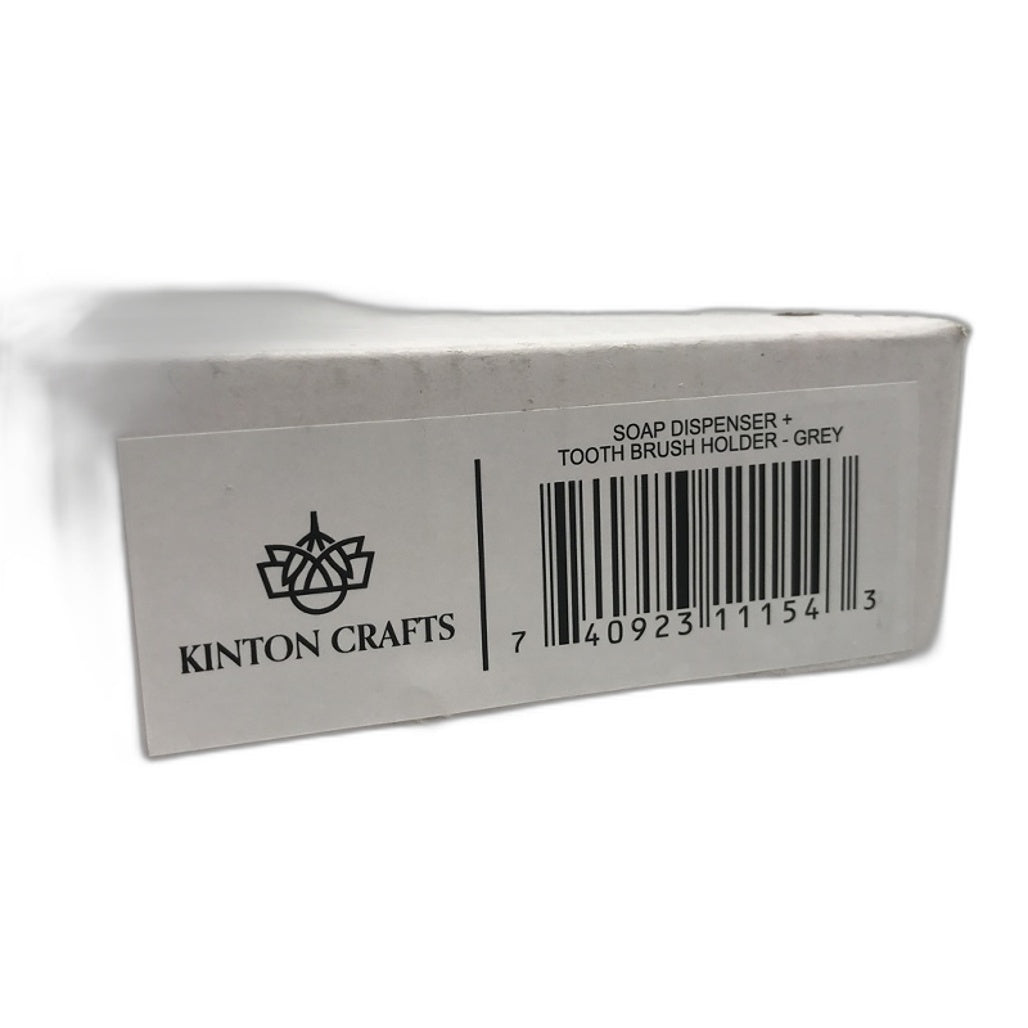 Kinton Crafts Concrete Design 150ml Soap Dispenser and Toothbrush Holder Set NEW