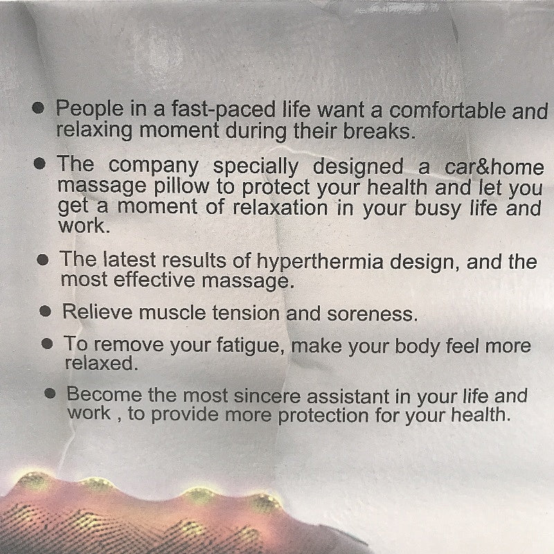 Car & Home Massage Pillow for Massage & Thermotherapy Relief & Relaxation NEW