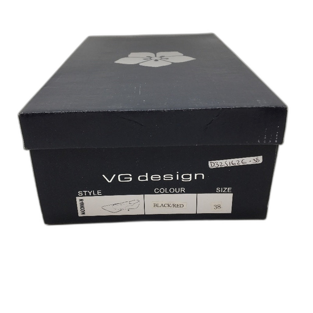 VG Design Madonna Black Red Lace Accented Pointed Toe Ladies Heel NEW