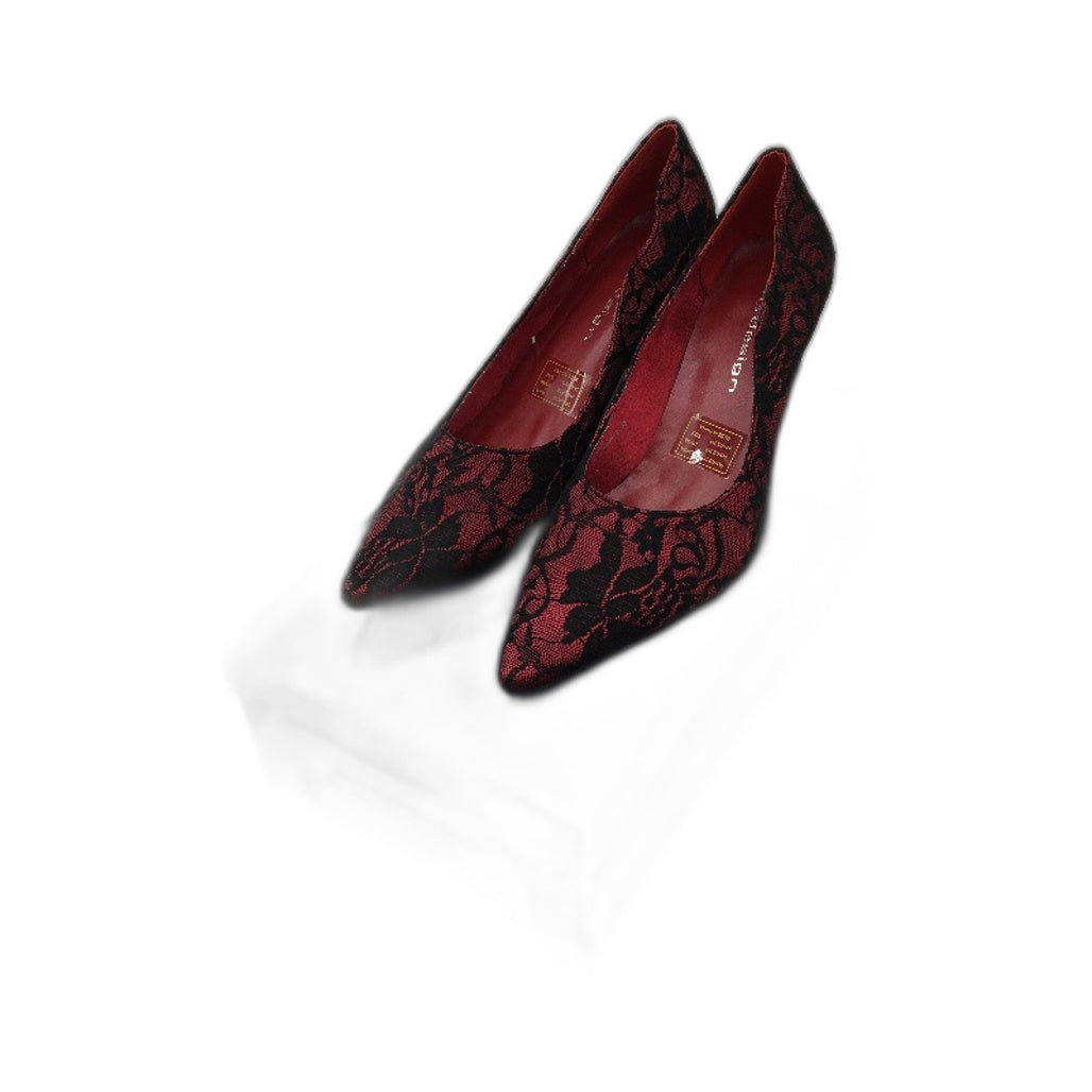 VG Design Madonna Black Red Lace Accented Pointed Toe Ladies Heel NEW