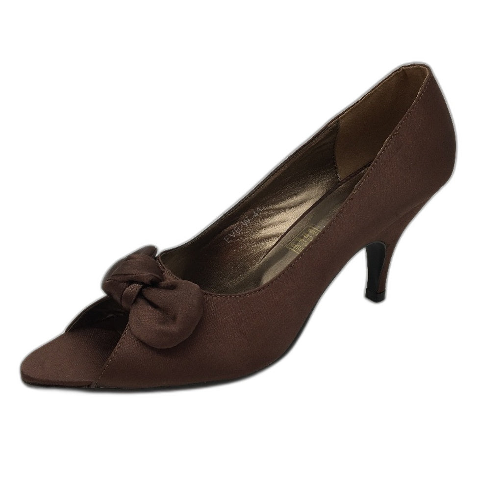 VG Design Eve Bronze Satin Bow Accented Open Toe Ladies Heel NEW