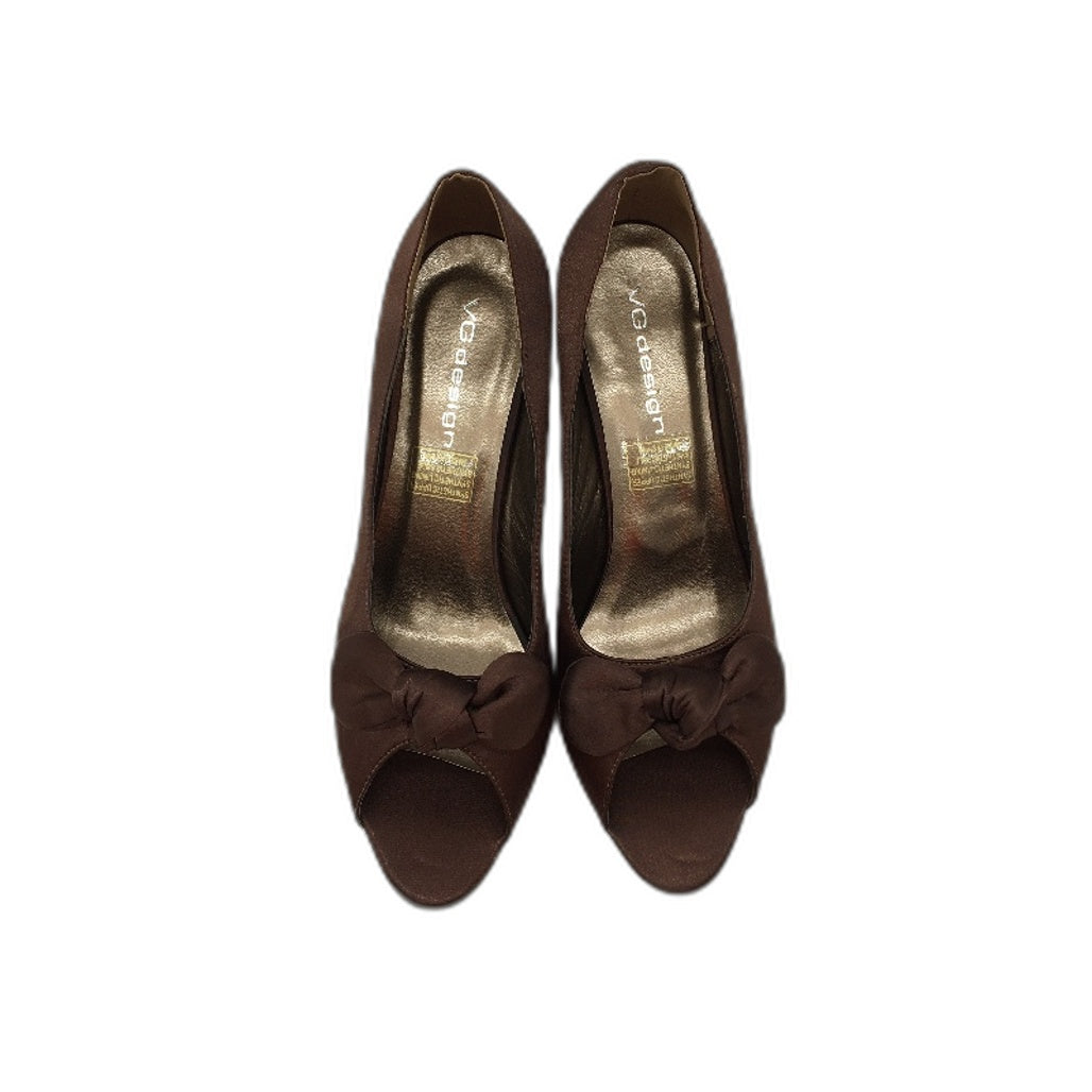 VG Design Eve Bronze Satin Bow Accented Open Toe Ladies Heel NEW