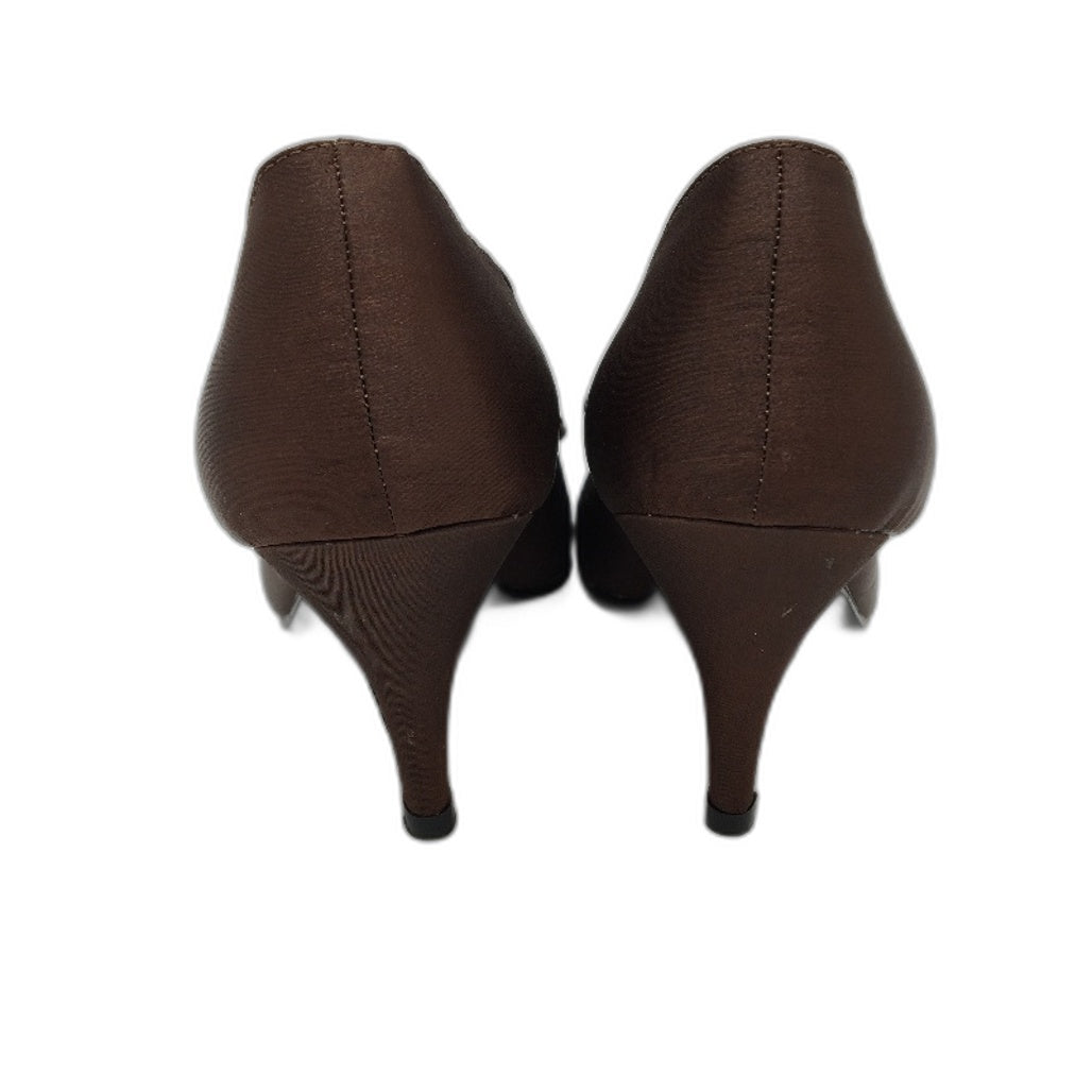 VG Design Eve Bronze Satin Bow Accented Open Toe Ladies Heel NEW