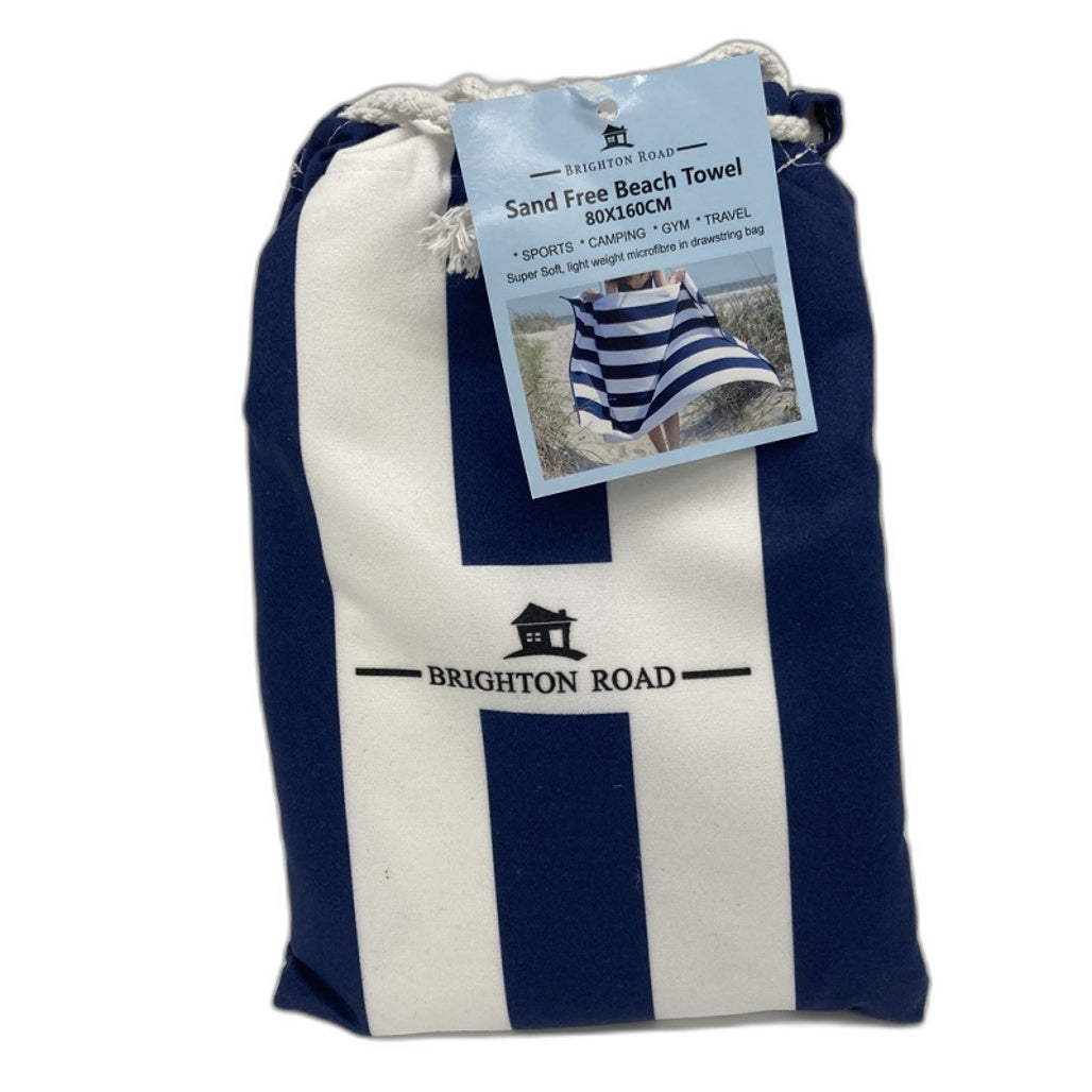 Brighton Road Sand Free Lightweight Microfibre Beach Towel In Carry Bag NEW