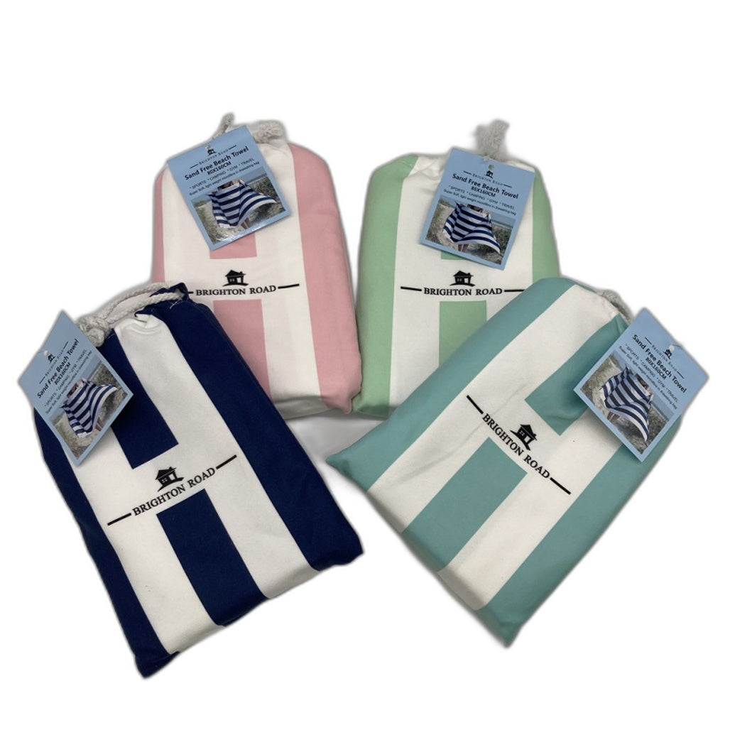 Brighton Road 4Pck Sand Free Lightweight Microfibre Beach Towel In Carry Bag NEW
