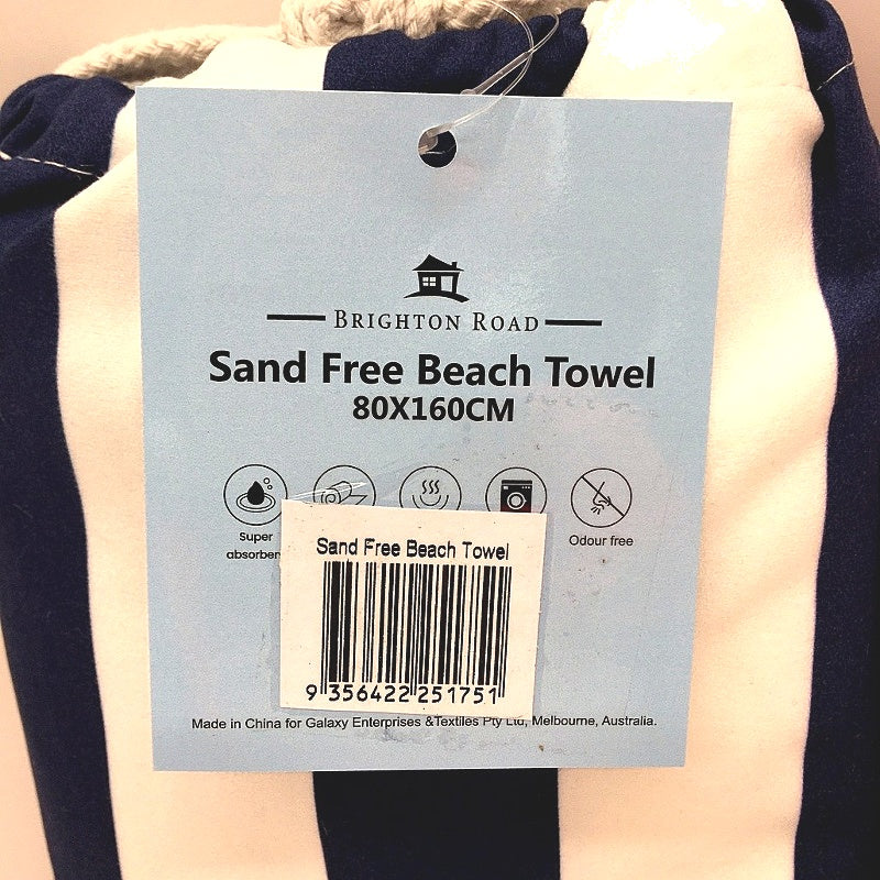 Brighton Road 4Pck Sand Free Lightweight Microfibre Beach Towel In Carry Bag NEW