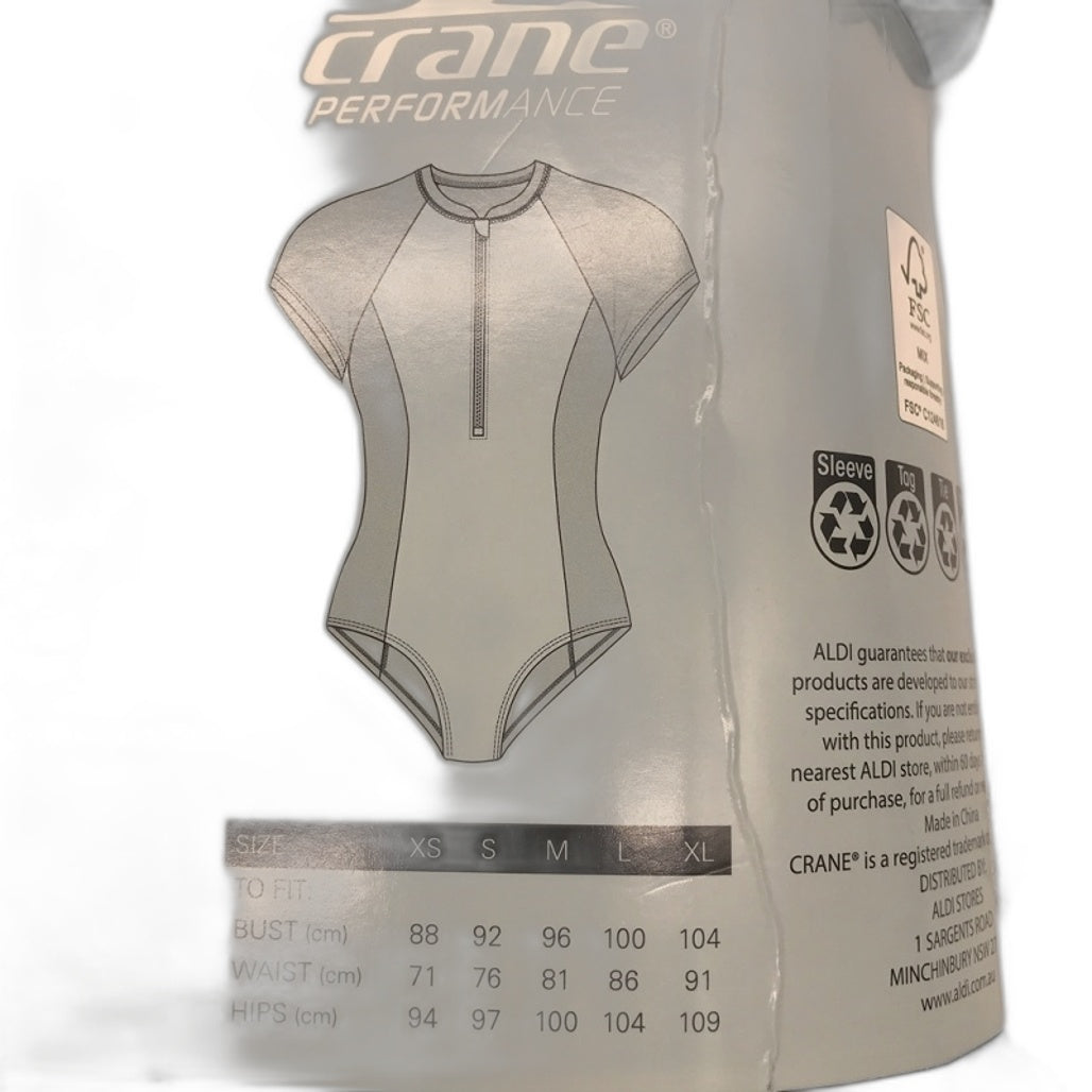 Crane Recycled Nylon Green Leopard Print Black Rashsuit Ladies Size Large NEW