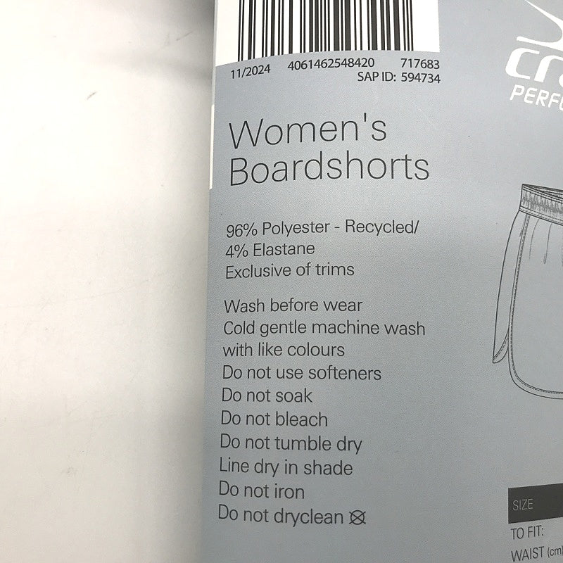 Crane Performance Women's Black Water Repellent Boardshorts Size Small NEW