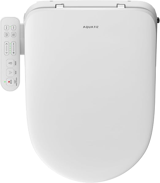 Aquatiz AQ1101 D-Shaped Remote Controlled Smart Bidet White Toilet Seat NEW