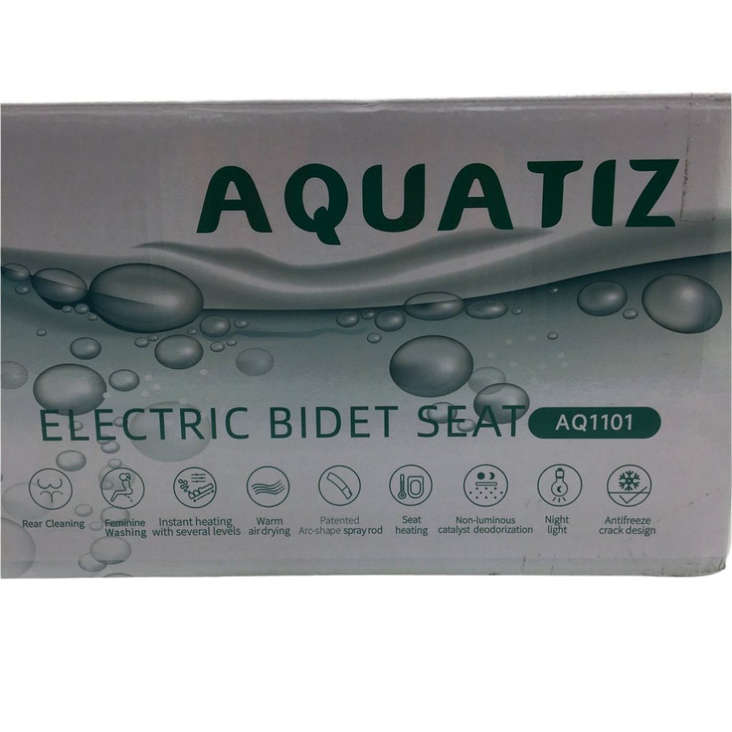 Aquatiz AQ1101 D-Shaped Remote Controlled Smart Bidet White Toilet Seat NEW