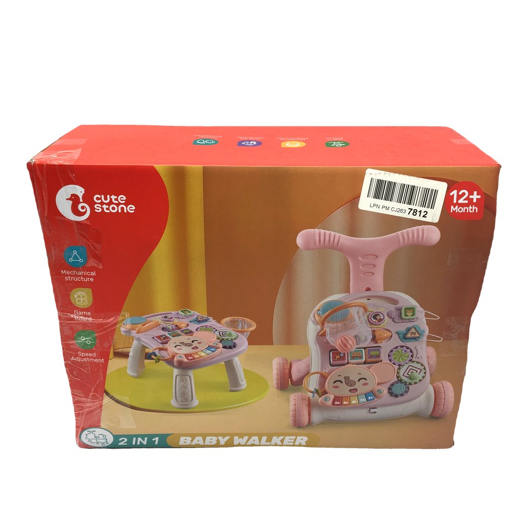 Cute Stone 2-in-1 Pink Multifunctional Baby Walker & Activity Table DEMO