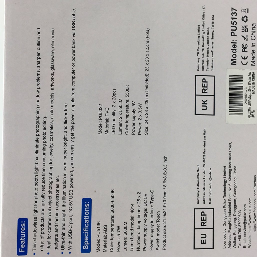 Puluz Remove Background Photography Studio Tent Box & Shadowless Light Kit NEW