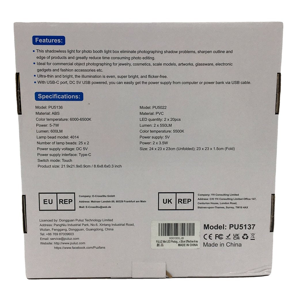 Puluz Remove Background Photography Studio Tent Box & Shadowless Light Kit NEW