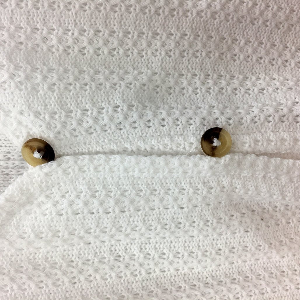 Just Jeans White Button Up Knit Short Sleeve Shirt Tie Bottom Ladies Size XXS