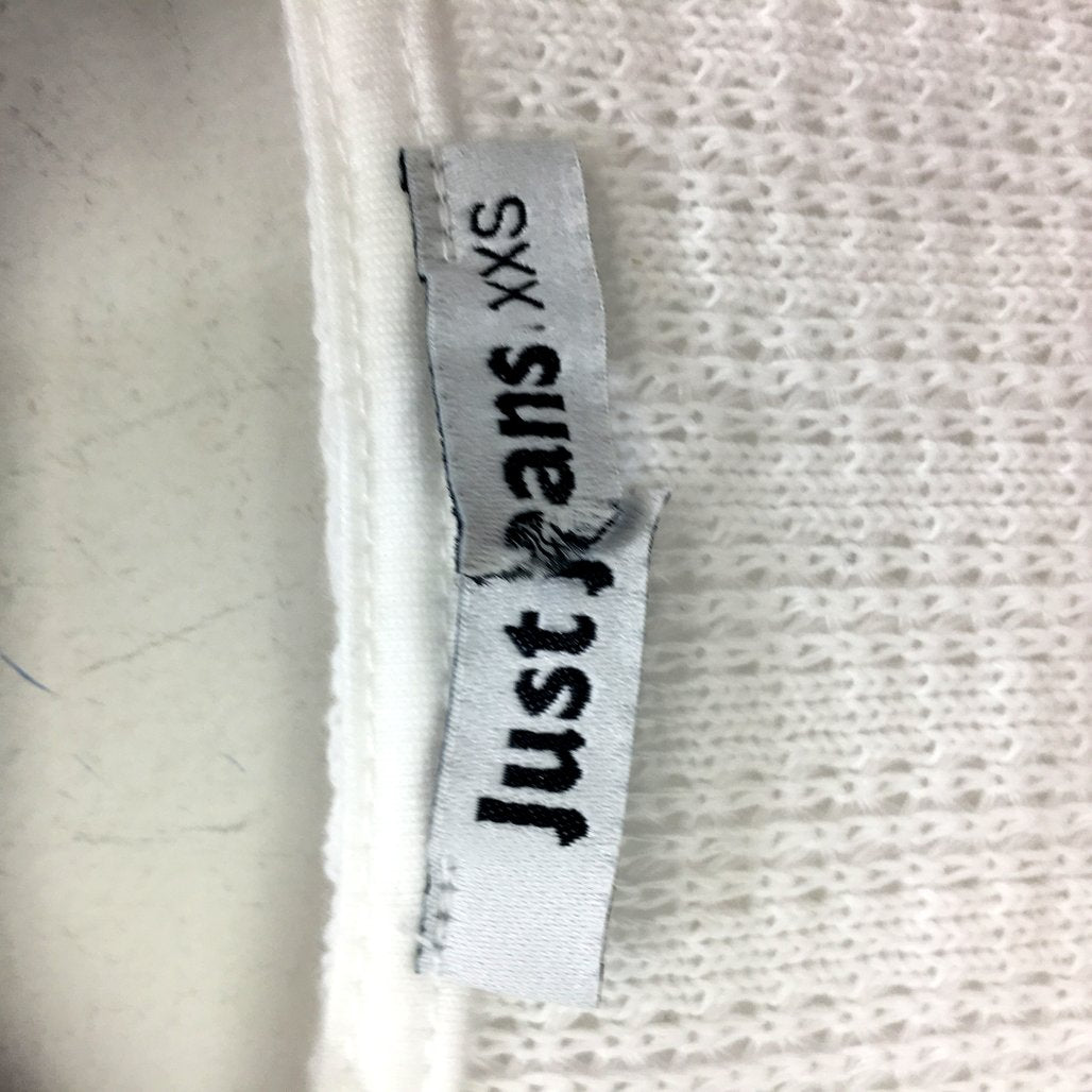 Just Jeans White Button Up Knit Short Sleeve Shirt Tie Bottom Ladies Size XXS