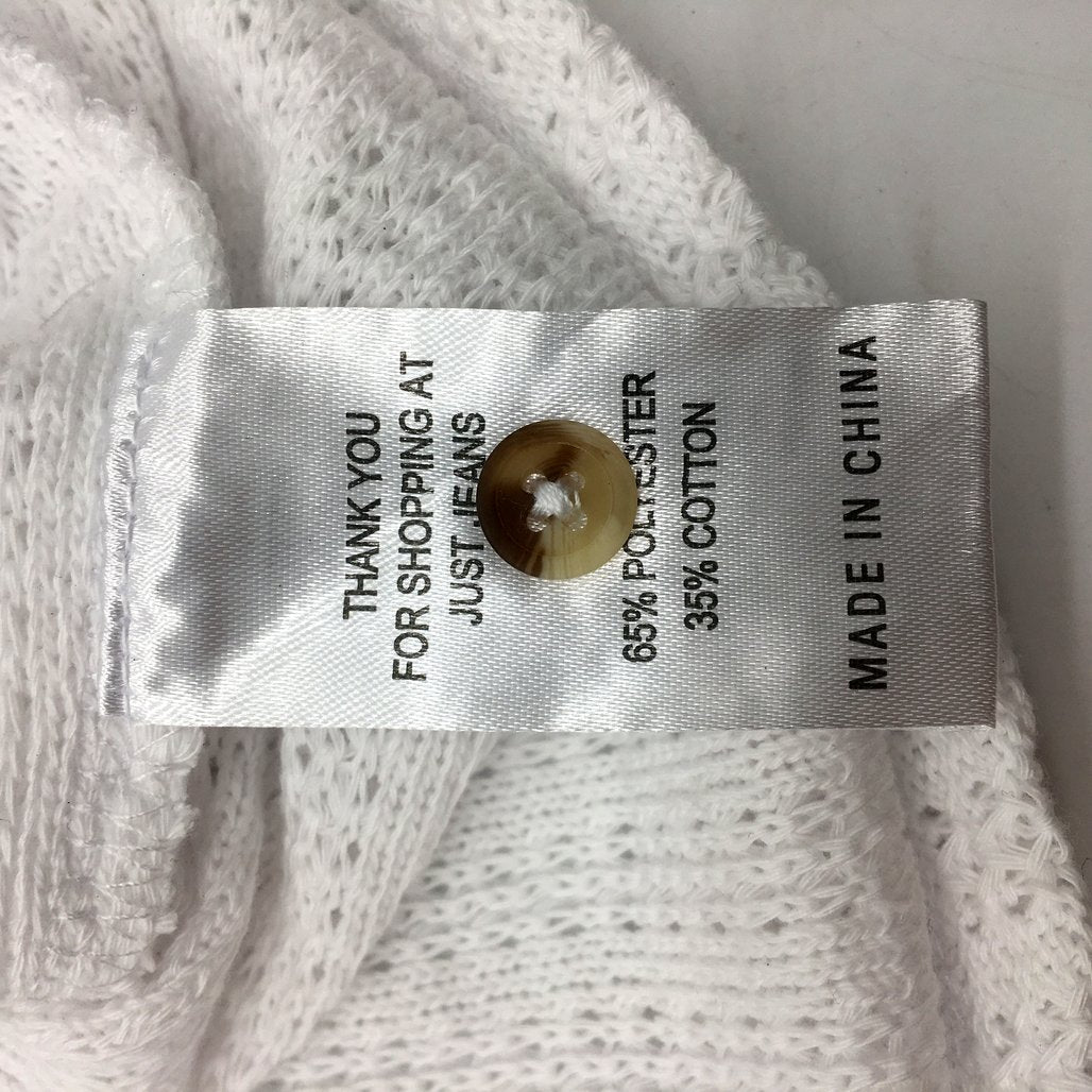 Just Jeans White Button Up Knit Short Sleeve Shirt Tie Bottom Ladies Size XXS