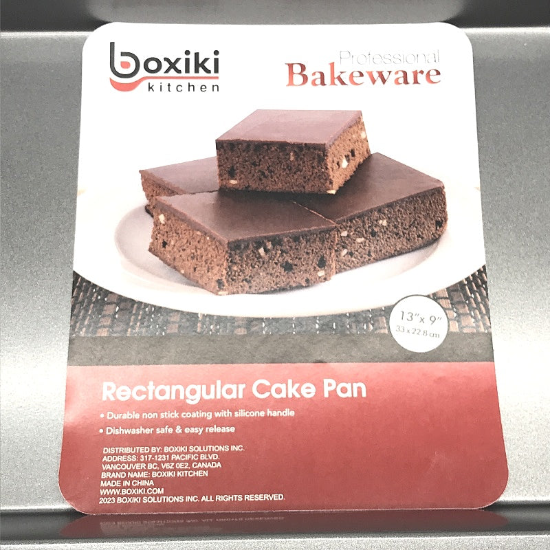 Boxiki 2 Pce Silver Cake Pans 20x20cm & 33x23cm Non Stick Steel Silicone Grips