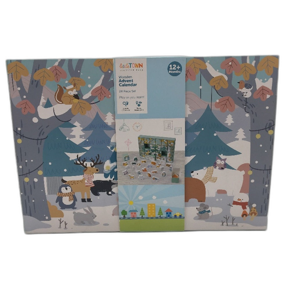 LittleTown Timeless Toys 24 Piece Wooden Advent Calendar Christmas Toy Animals Multicoloured - Durable & Portable littleTOWN