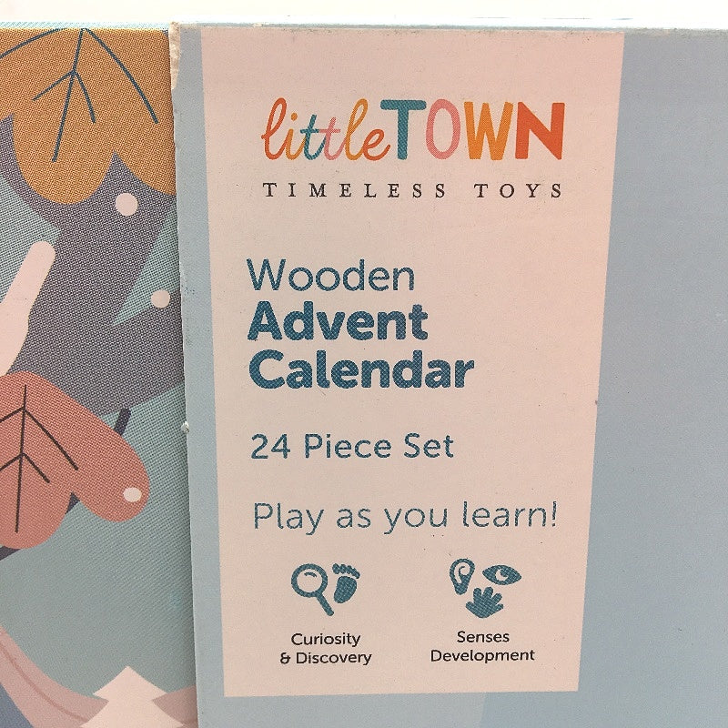 LittleTown Timeless Toys 24 Piece Wooden Advent Calendar Christmas Toy Animals Multicoloured - Durable & Portable littleTOWN