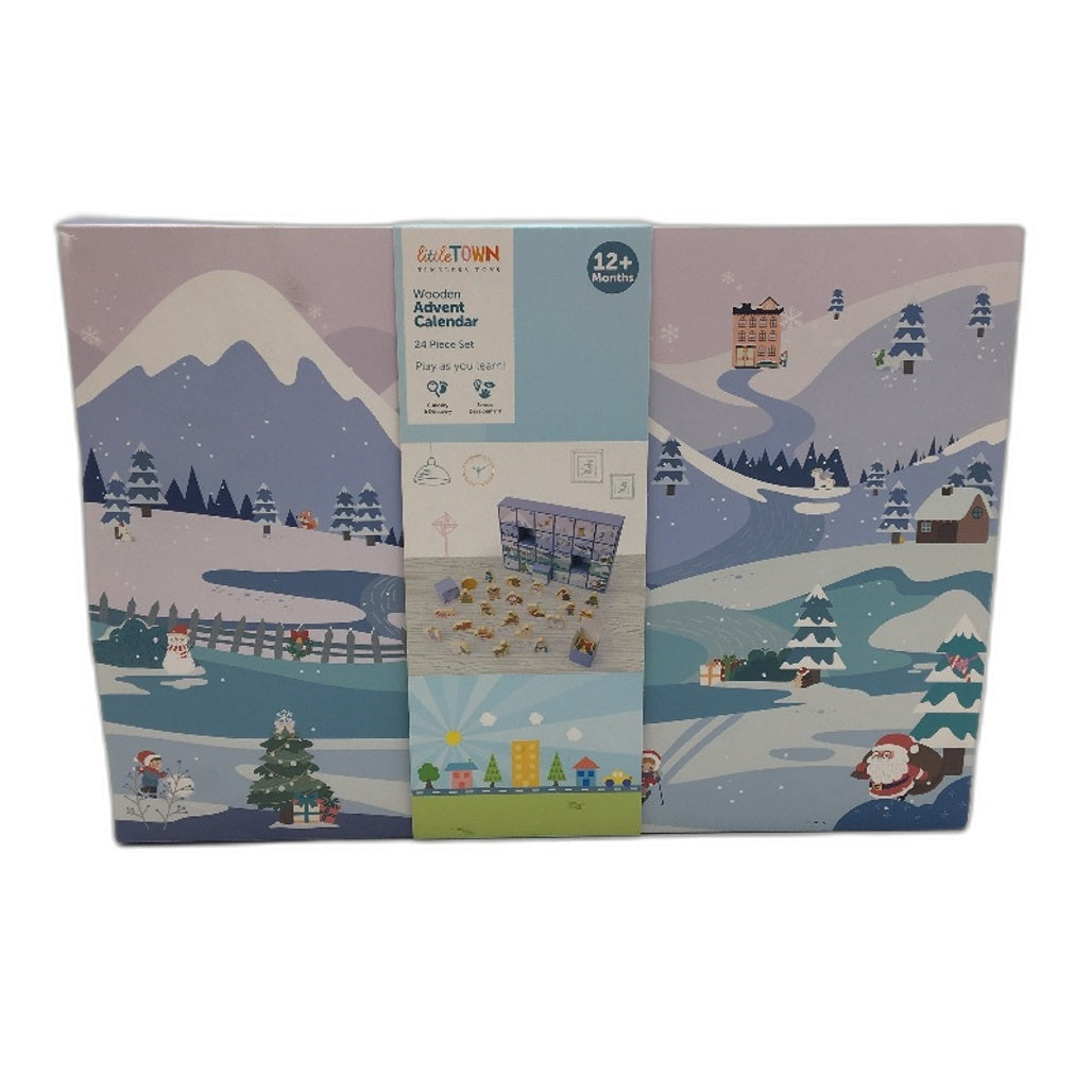 LittleTown Timeless Toys 24 Pce Wooden Advent Calendar Christmas Toy Characters Multicoloured - Durable & Lightweight littleTOWN