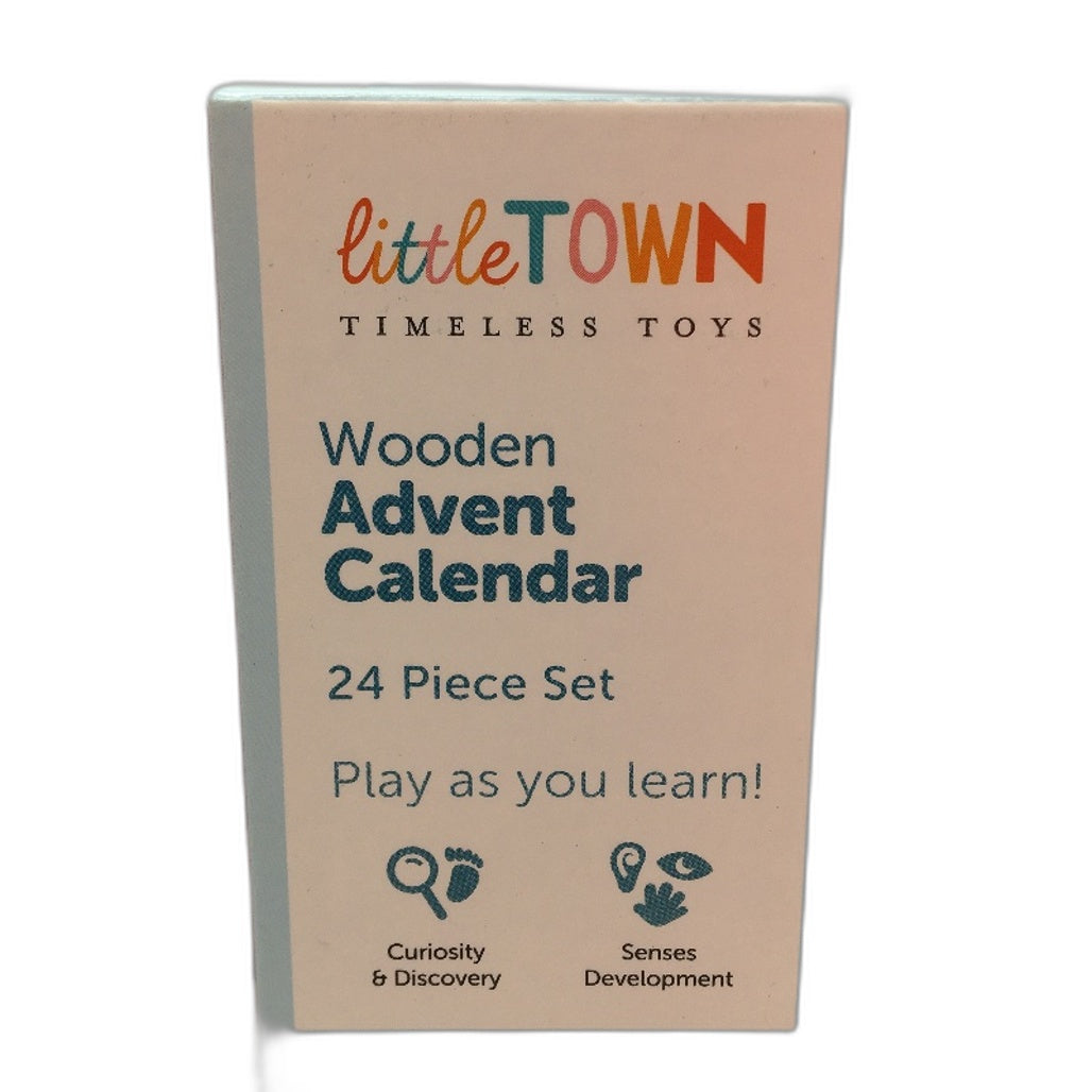 LittleTown Timeless Toys 24 Pce Wooden Advent Calendar Christmas Toy Characters Multicoloured - Durable & Lightweight littleTOWN