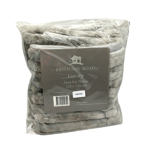 Brighton Road Luxury Grey 120x150cm Faux Fur Mink Throw NEW