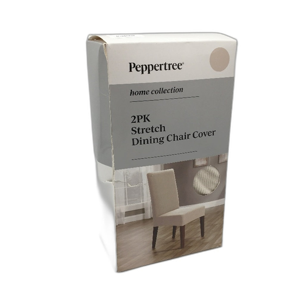 Peppertree Home 2 Pack Cream Stretch Corduroy Ribbed Dining Chair Cover NEW