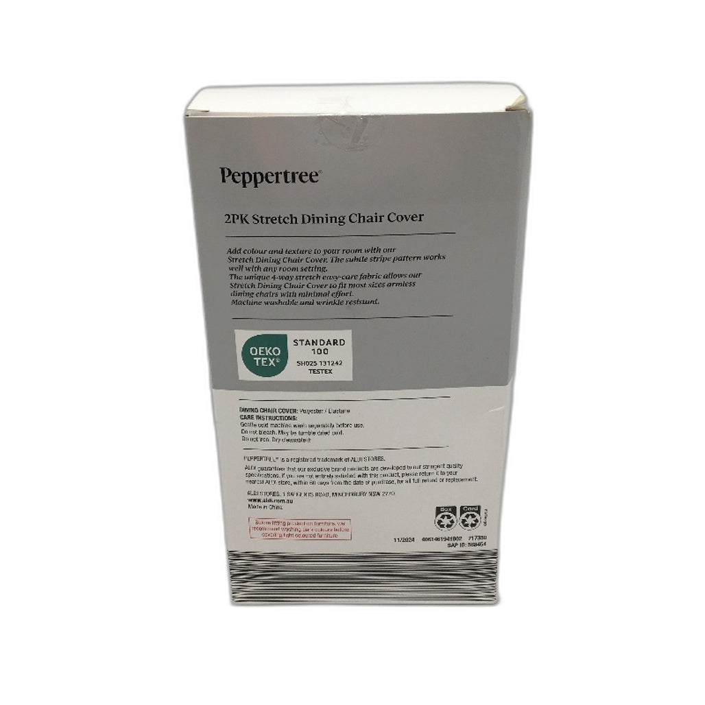 Peppertree Home 2 Pack Cream Stretch Corduroy Ribbed Dining Chair Cover NEW