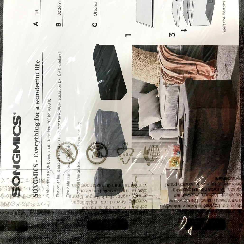 Songmics Dark Grey Storage Ottoman Sitzbank Folding Footstool Easy Assembly NEW
