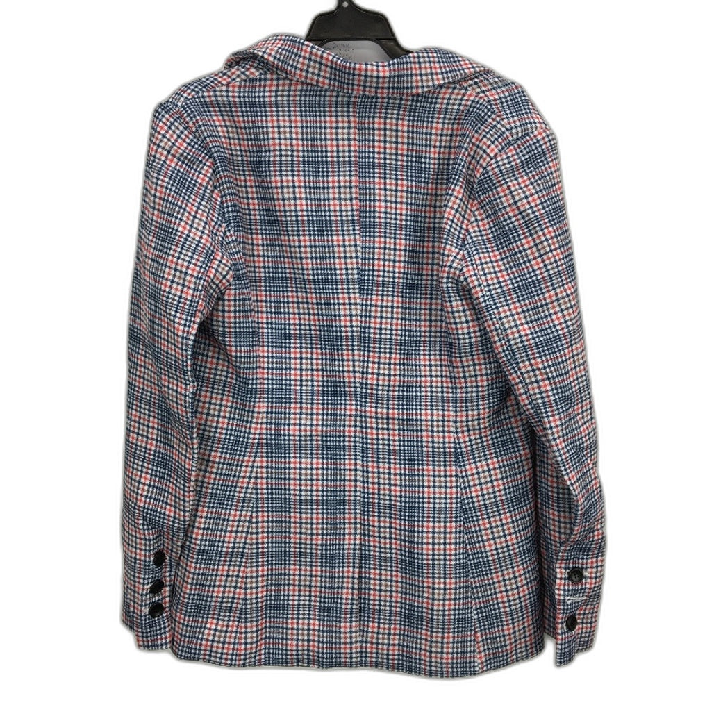 Joruw Red Blue Check Button Up 100% Cotton Fully Lined Blazer Ladies Size M NEW