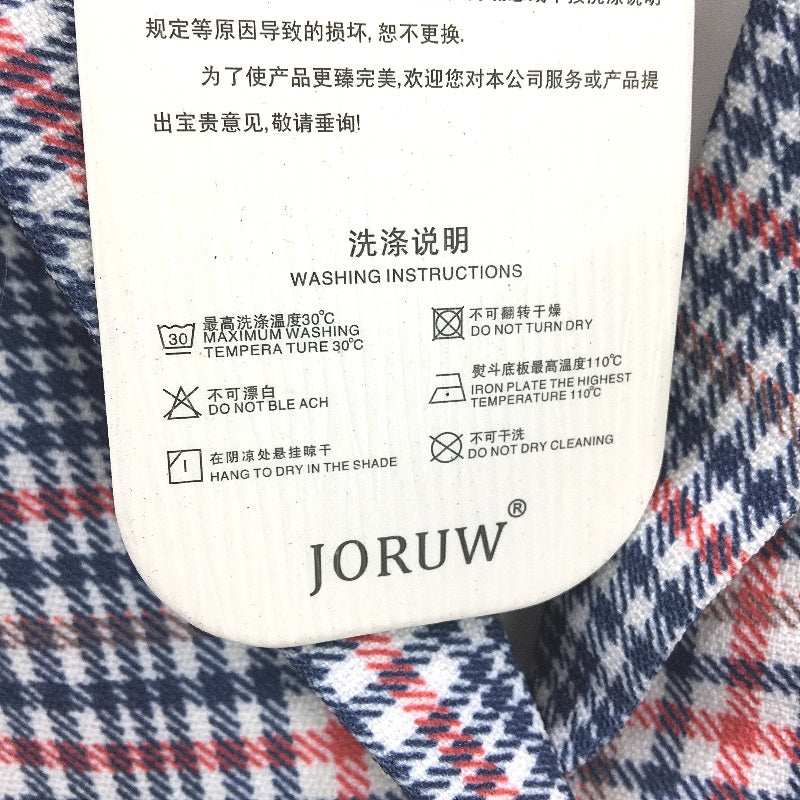 Joruw Red Blue Check Button Up 100% Cotton Fully Lined Blazer Ladies Size M NEW