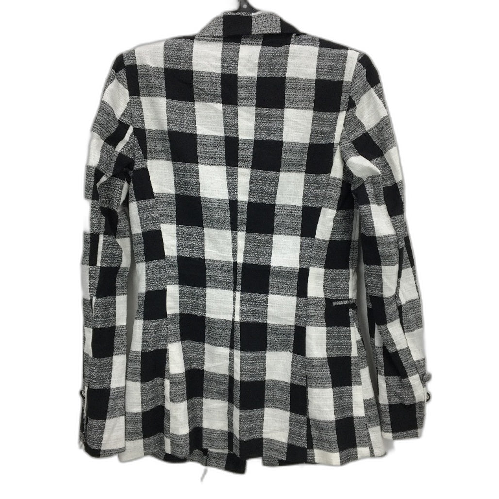 Atmos & Here Ciover Black White Check Cotton Linen Blend Blazer Ladies Sz 6 NEW